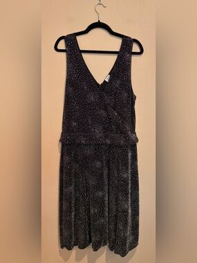 Armani Collezioni Black Midi Dress with Silver Sparklies All Over, Women’s 14
